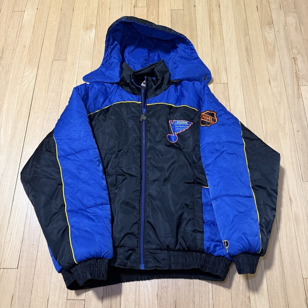 Vintage 90s St. Louis Blues ProPlayer Jacket Mens XXL NHL Big Logo Hooded Coat